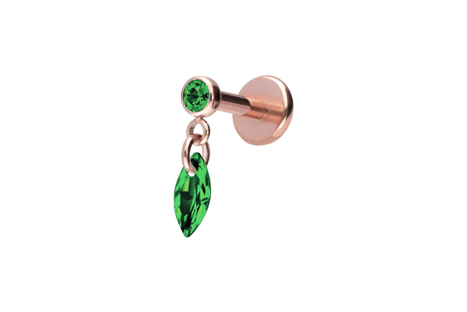 Titan Labret Piercing mit Push Fit KRISTALLOVAL